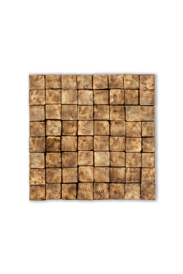 Wood Wall Art – "OD Natural" Mosaic Sculpture, Acoustic Panel