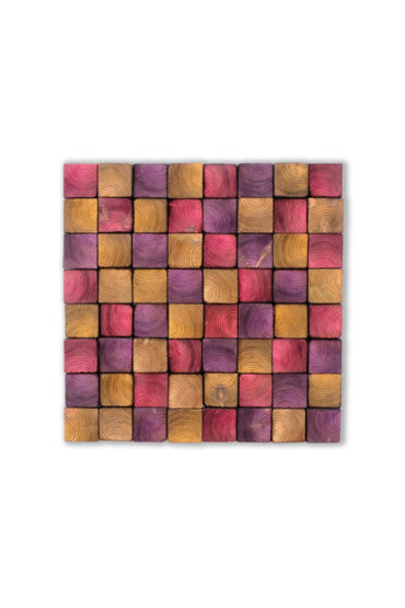 Wood Wall Art – "OD Pink" Mosaic Sculpture, Acoustic Panel