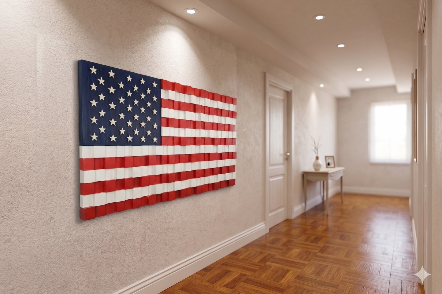 USA FLAG Mosaic Wood Wall Art
