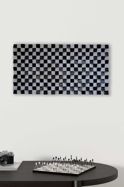 Checkered Yapımı Mozaik Ahşap Duvar Tablosu