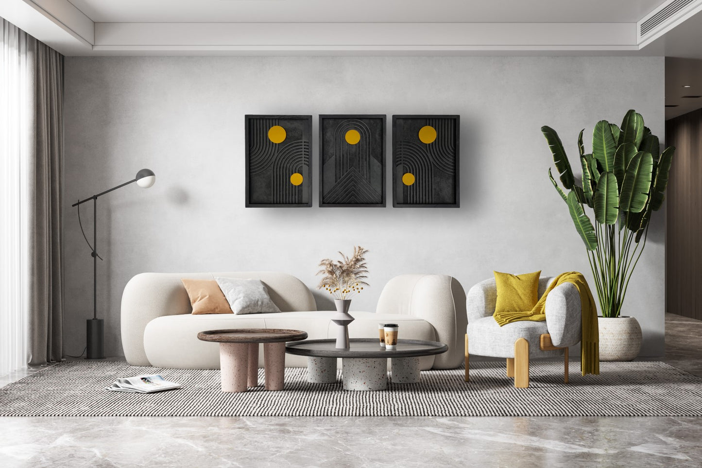 GeoSun 3-Piece Set Geometric Wooden Wall Art
