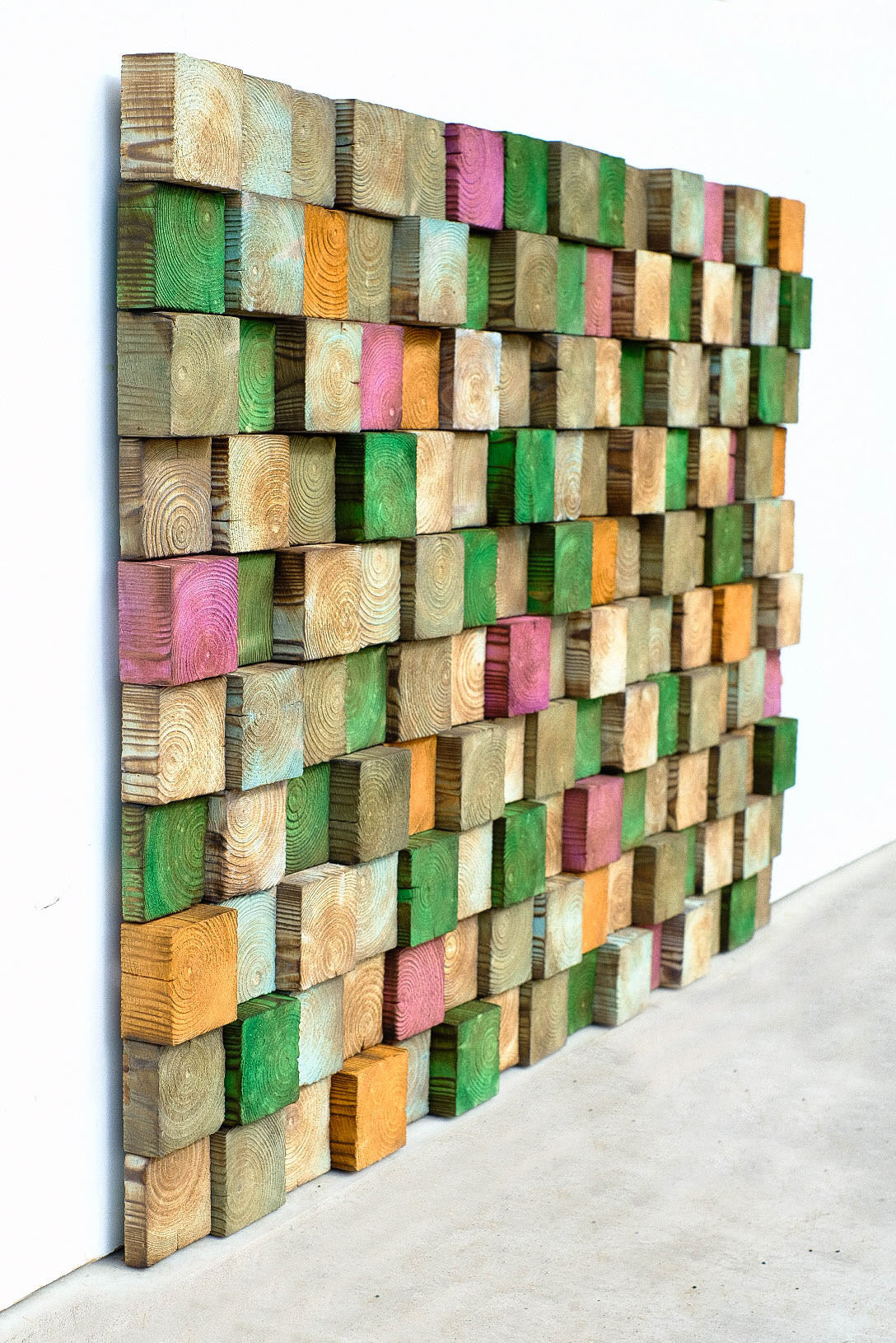 Wood Wall Art – "OD Green" Mosaic Sculpture, Acoustic Panel