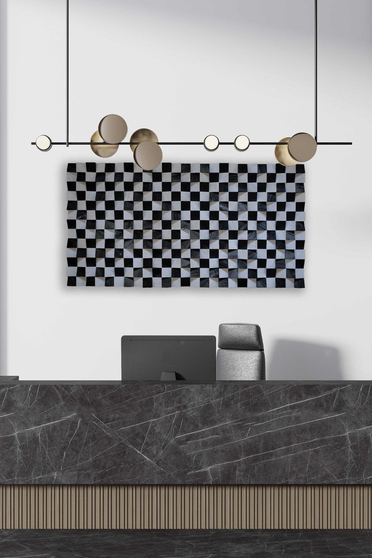 Checkered Yapımı Mozaik Ahşap Duvar Tablosu
