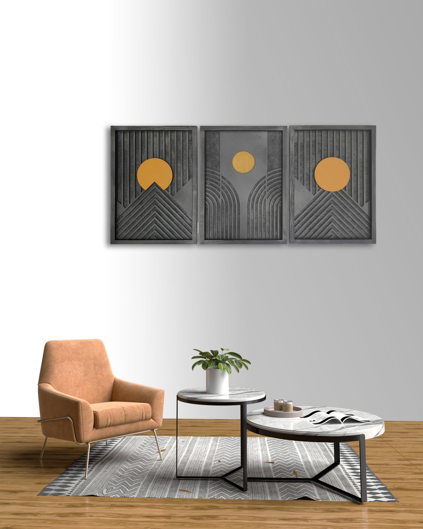 GeoPacman 3-Piece Set  Geometric Wooden Wall Art