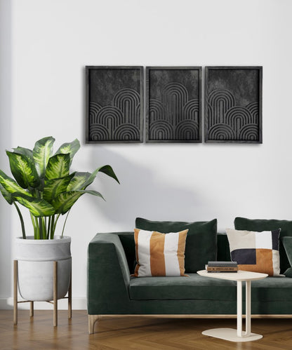GeoCloud 3-Piece Set Geometric Wooden Wall Art