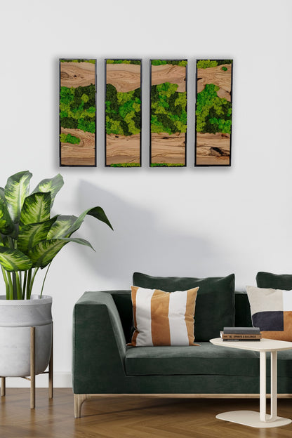 Silva İsland Moss and Olive Wood Wall Art – Framed Metal Decor Panel