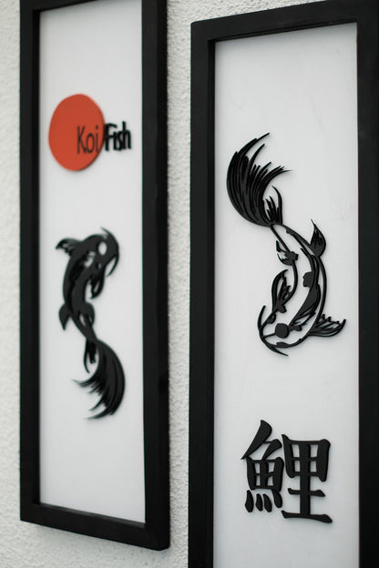KOI FISH - 2'li Set Ahşap Duvar Tablosu