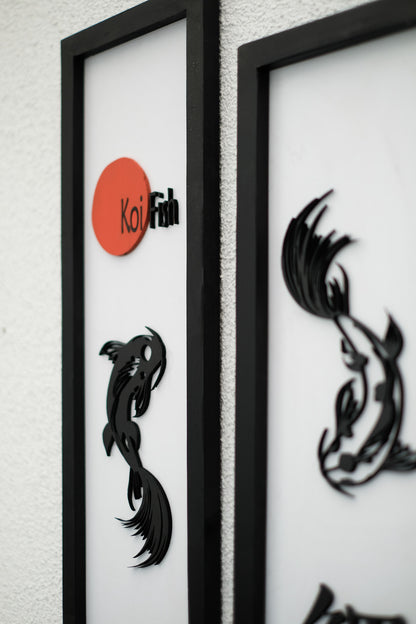 KOI FISH - 2'li Set Ahşap Duvar Tablosu