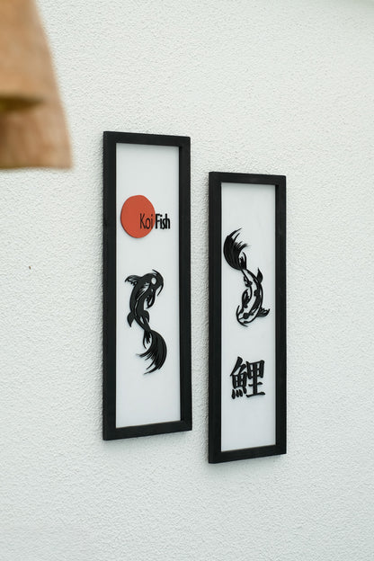 KOI FISH - 2'li Set Ahşap Duvar Tablosu