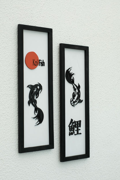 KOI FISH - 2'li Set Ahşap Duvar Tablosu