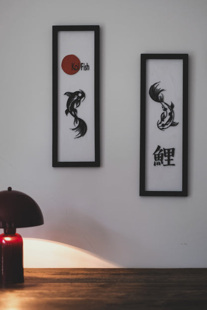 KOI FISH - 2'li Set Ahşap Duvar Tablosu