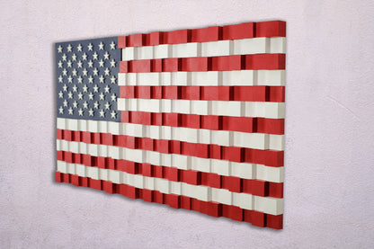 USA FLAG  El Yapımı Mozaik Ahşap Duvar Tablosu