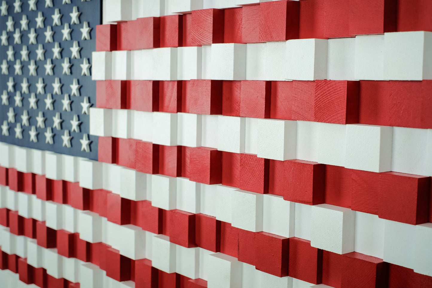 USA FLAG  El Yapımı Mozaik Ahşap Duvar Tablosu