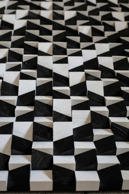 Checkered Yapımı Mozaik Ahşap Duvar Tablosu