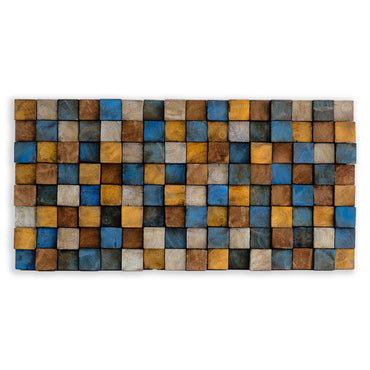 Wood Wall Art – "OD Mustard" Mosaic Sculpture, Acoustic Panel