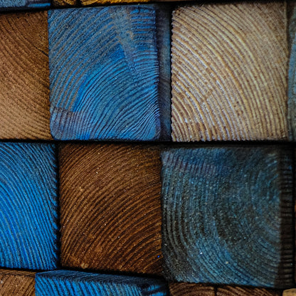 Wood Wall Art – "OD Mustard" Mosaic Sculpture, Acoustic Panel