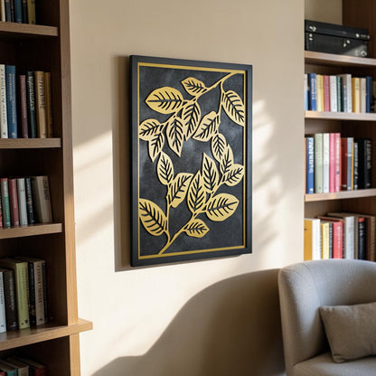 Golden Leaves - Single Wooden Wall Art