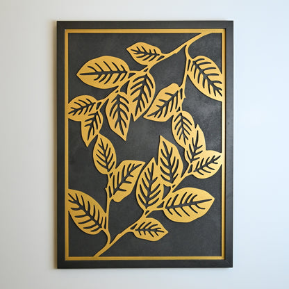 Golden Leaves - Single Wooden Wall Art