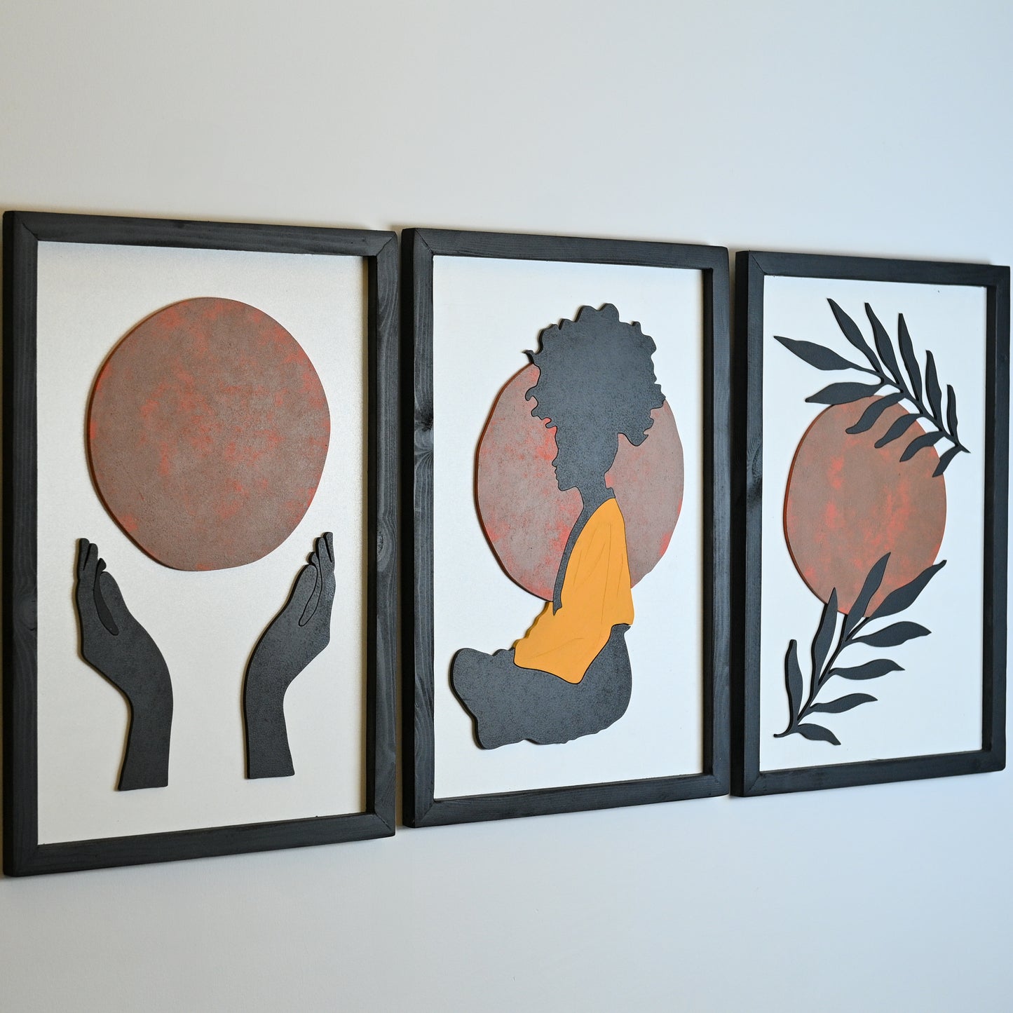 Meditation - Set of 3 Wooden Wall Art