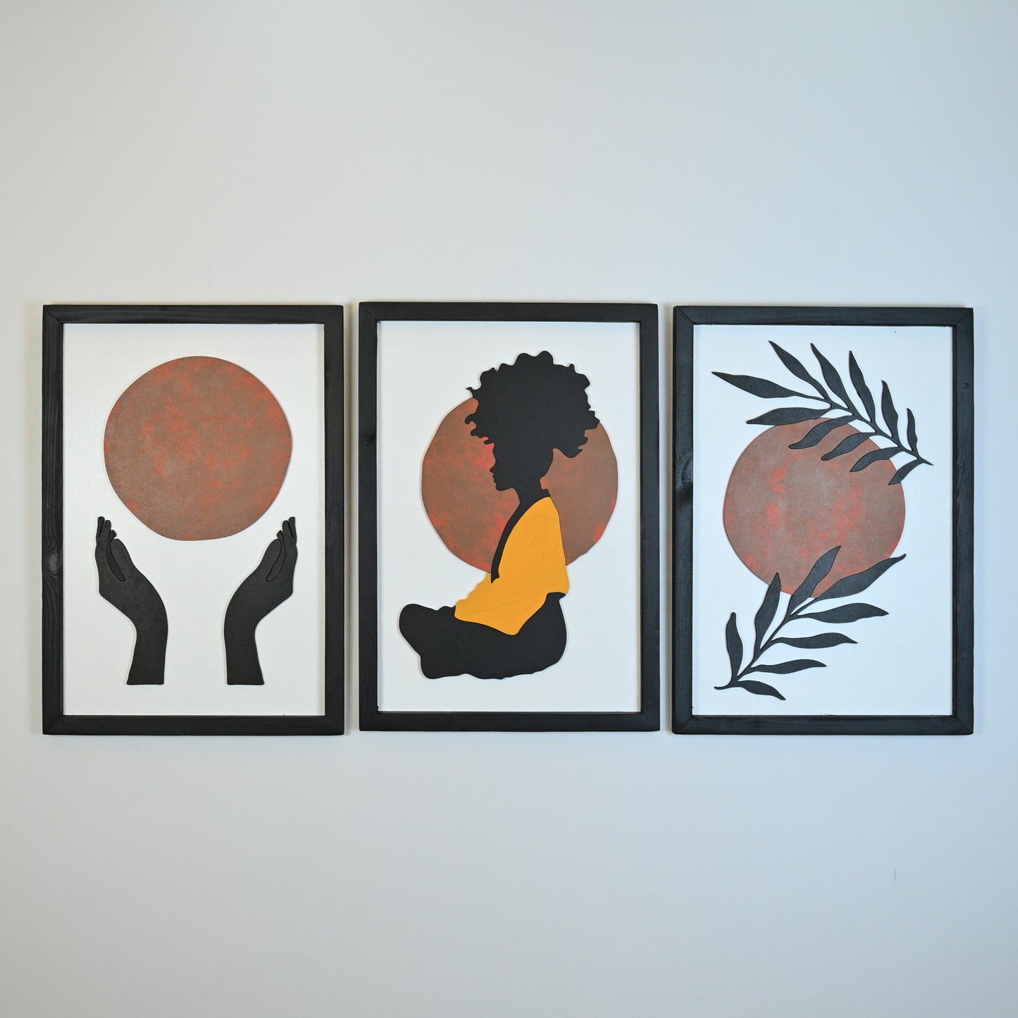 Meditation - Set of 3 Wooden Wall Art