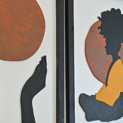 Meditation - Set of 3 Wooden Wall Art