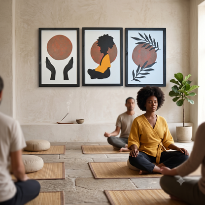 Meditation - Set of 3 Wooden Wall Art