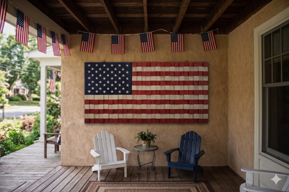 USA FLAG  El Yapımı Mozaik Ahşap Duvar Tablosu