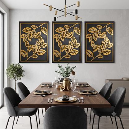 Golden Leaves - Single Wooden Wall Art
