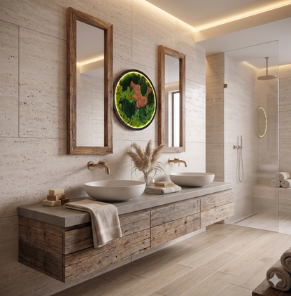 Botanica Shine LED'li Yosun ve Ahşap Duvar Tablosu
