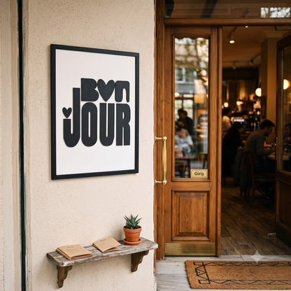Bon Jour  - Single Wooden Wall Art
