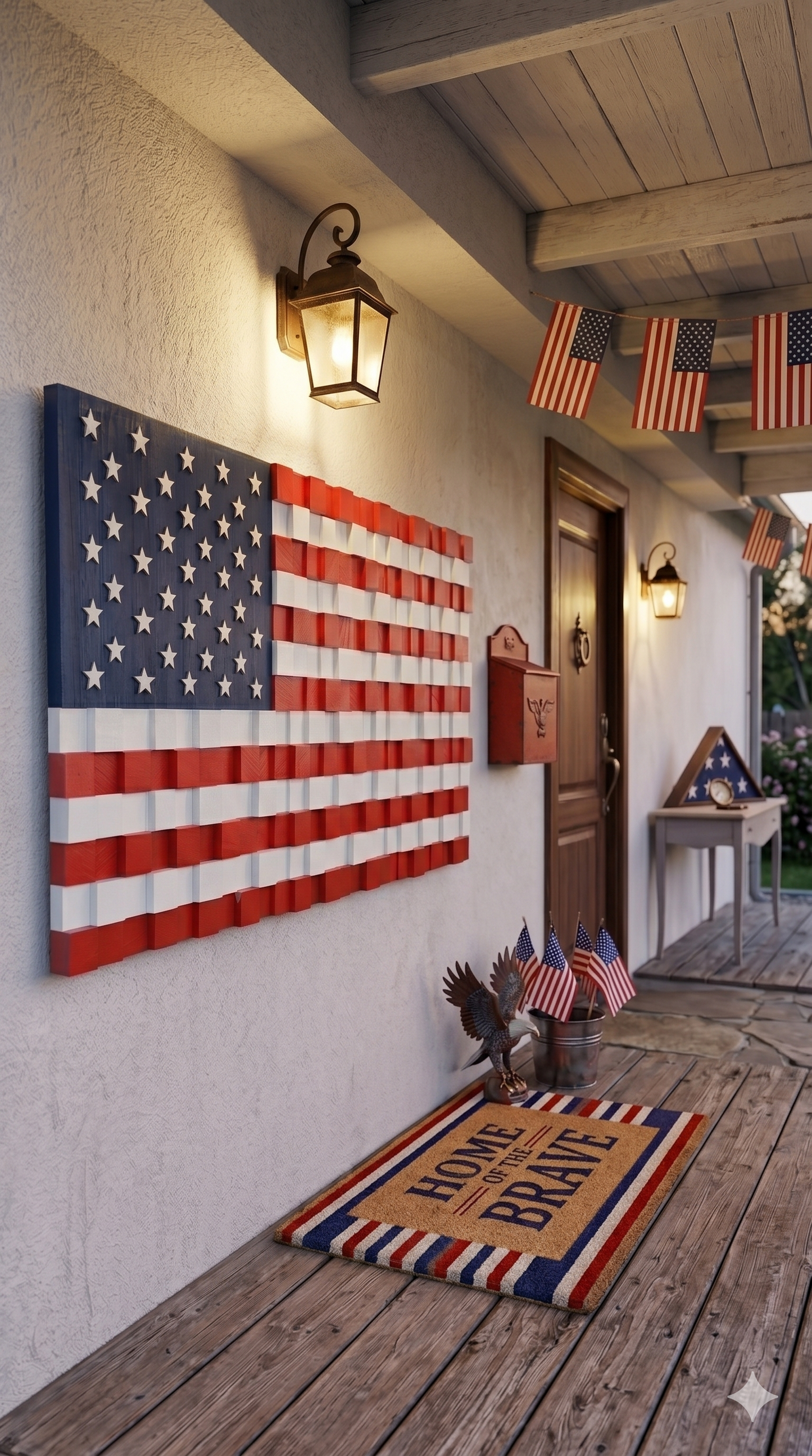 USA FLAG  El Yapımı Mozaik Ahşap Duvar Tablosu