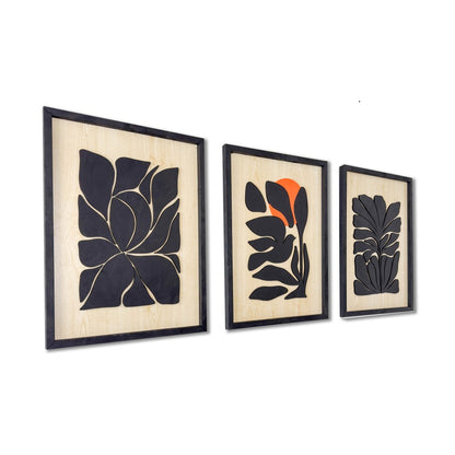 Kuş 3'lü Set Soyut Ahşap Duvar Tablosu