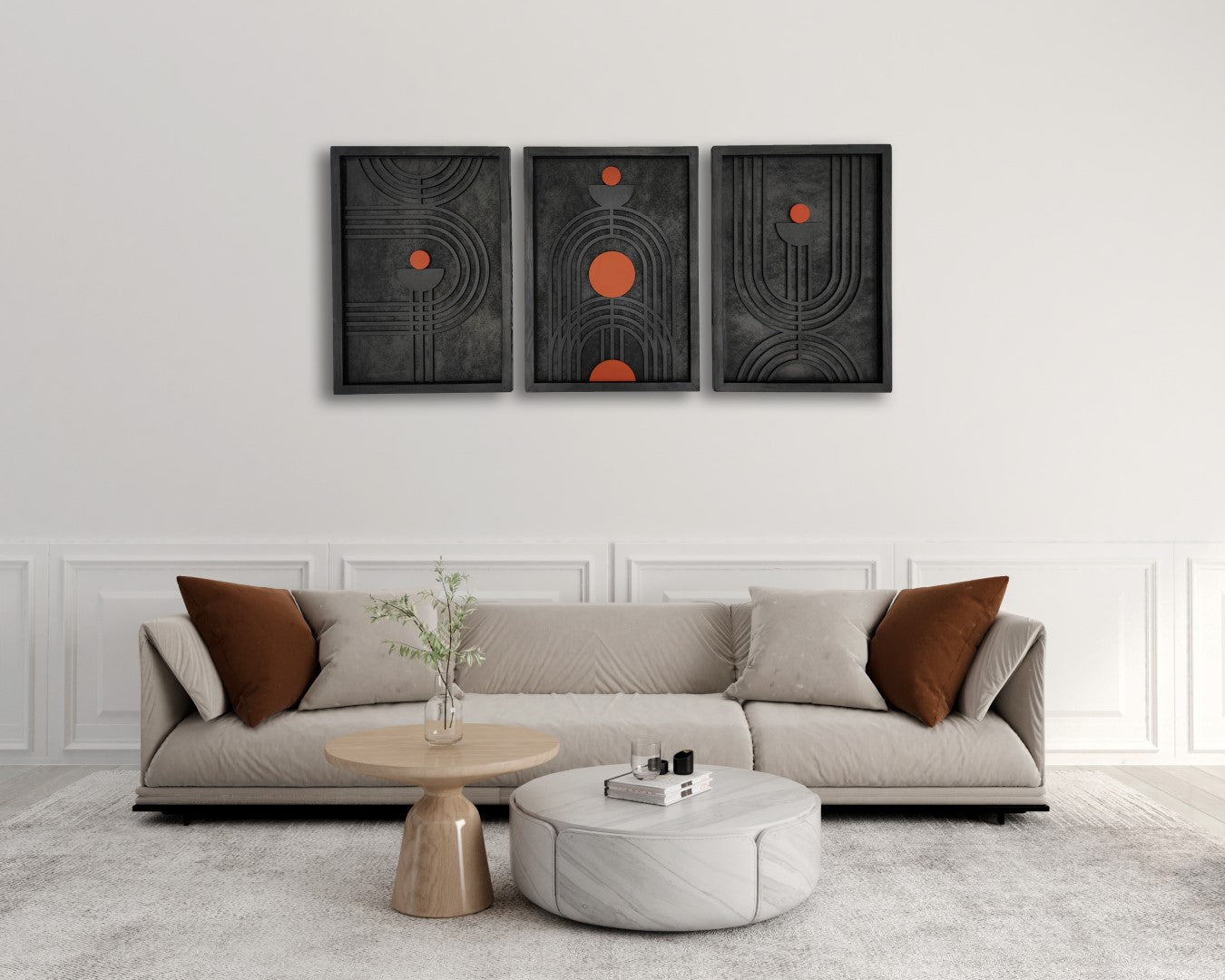 GeoCoral Geometrik Ahşap Duvar Tablosu