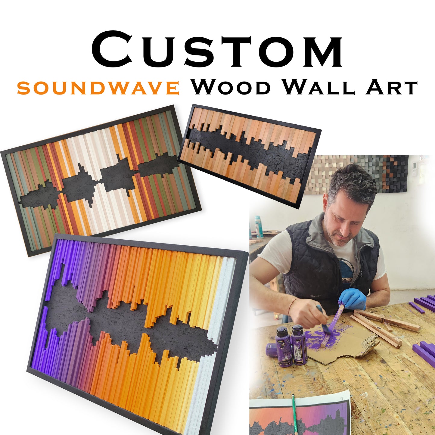 Custom Beech Wood Soundwave Wall Art, Personalized