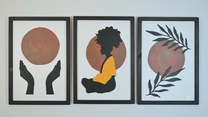 Meditation - Set of 3 Wooden Wall Art
