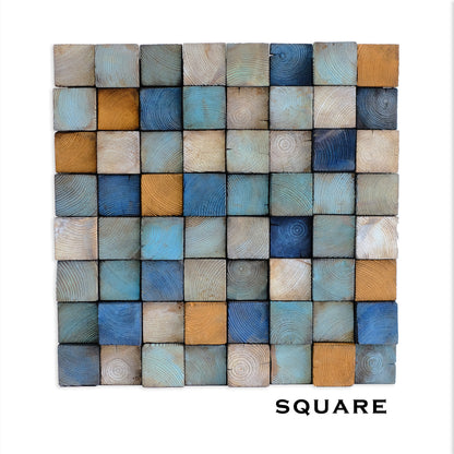 Custom Smoked Wood Mosaic Wall Art – Acoustic Panel, Sound Diffuser